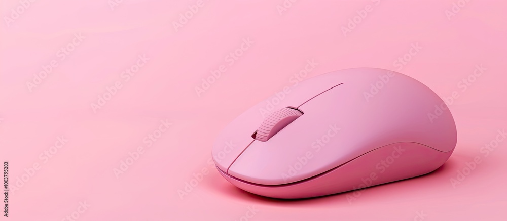 Aufkleber a solitary wireless mouse displayed against a pink backdrop with room for text in the copy space ima
