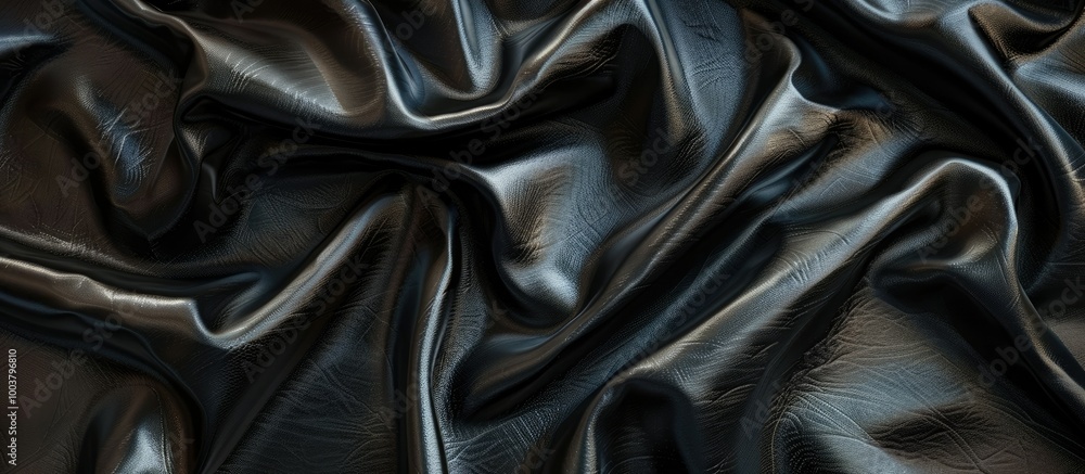 Poster background with shadow enhancing black leather sheet texture in copy space image