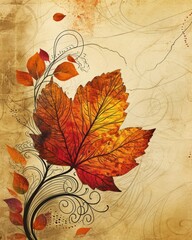 Golden Autumn: Whimsical Leaf Background with Copy Space