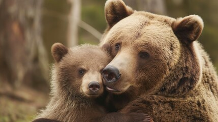 Grizzly Bears Embracing Moment