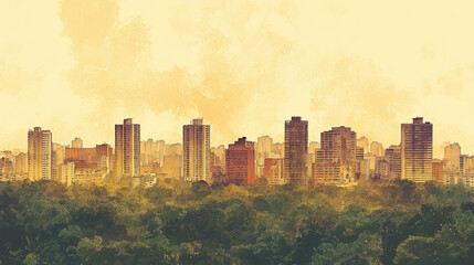 Obraz premium Ibagu, Colombia, color pen pencil hand-drawn effect drawing illustration for travel poster, card, wallpaper, backdrop or banner. Modern, clear, artistic and simple