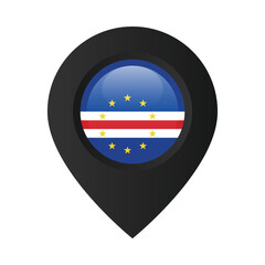 Fototapeta premium Map pin with the flag of Cape Verde on it. Black location marker isolated on white background