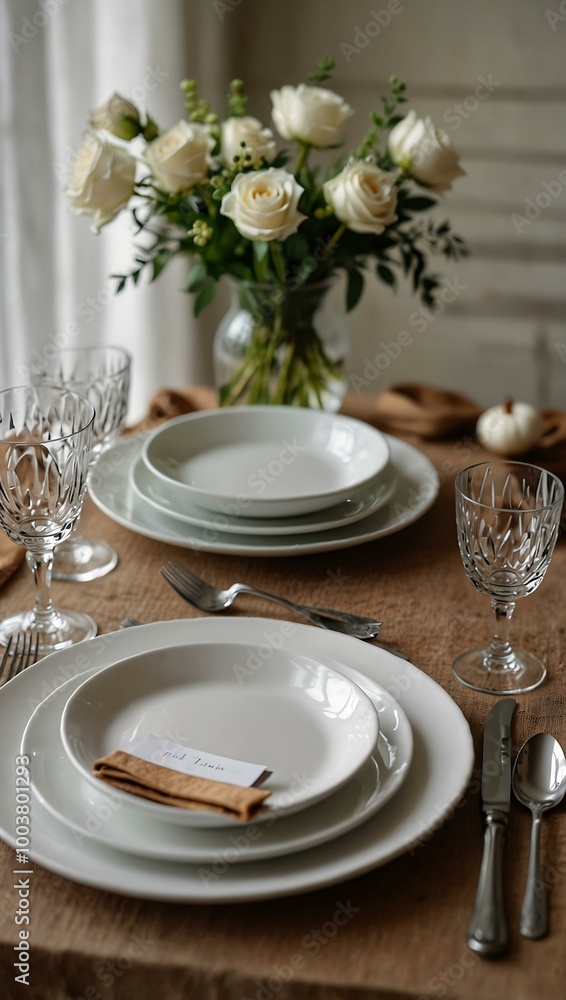 Poster another view of the same table setting with white plate and cutlery.
