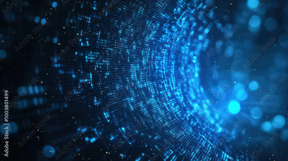 Poster dynamic blue abstract background showcasing digital patterns and light effects, perfect for technolo