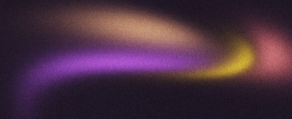 Dark noise texture grain gradient background, grainy purple orange yellow glowing color gradient wave, black backdrop banner poster cover design