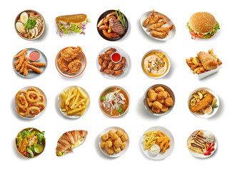 Set of various fast food
