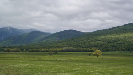 landscape with mountains and clouds