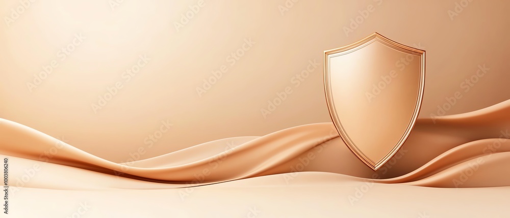 Poster elegant abstract background with shield design, showcasing smooth lines and soft colors.