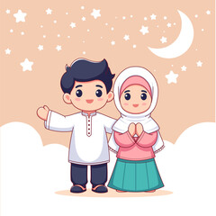 Muslim couple flat design illustration