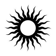 Wiggly Sun shape vector logo. Tribal Sun Symbol. Tattoo Design. Vector Illustration.