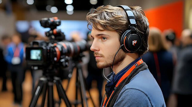 Audiophile Listening to Music with Headphones at Conference