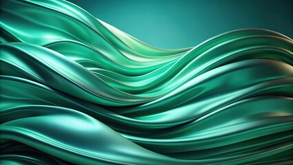 Long shot tranquil luxury flowing waves of smooth green and turquoise silk elegance