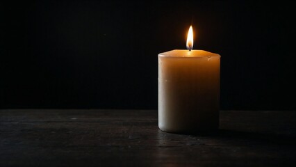 Burning candle on black background