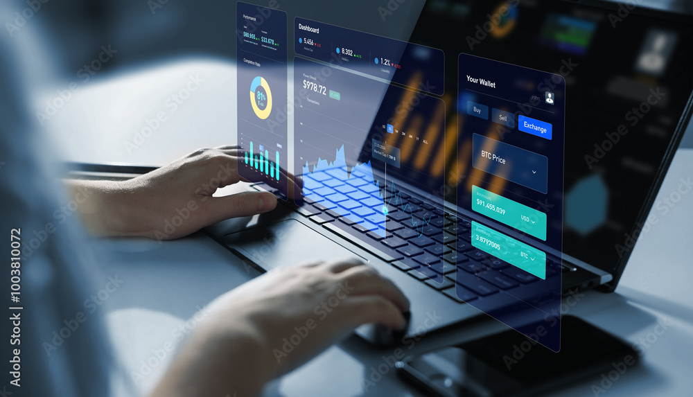 Poster business finance data analytics graph.financial management technology.advisor using kpi dashboard on