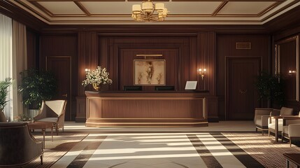 Fototapeta premium 3d render of luxury hotel reception lobby. 