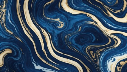Obraz premium Black and gold marble abstract texture with indigo ocean blue marbling, natural luxury style background for premium designs