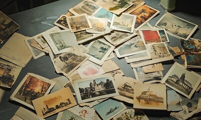 A charming banner featuring a collection of vintage postcards spread out