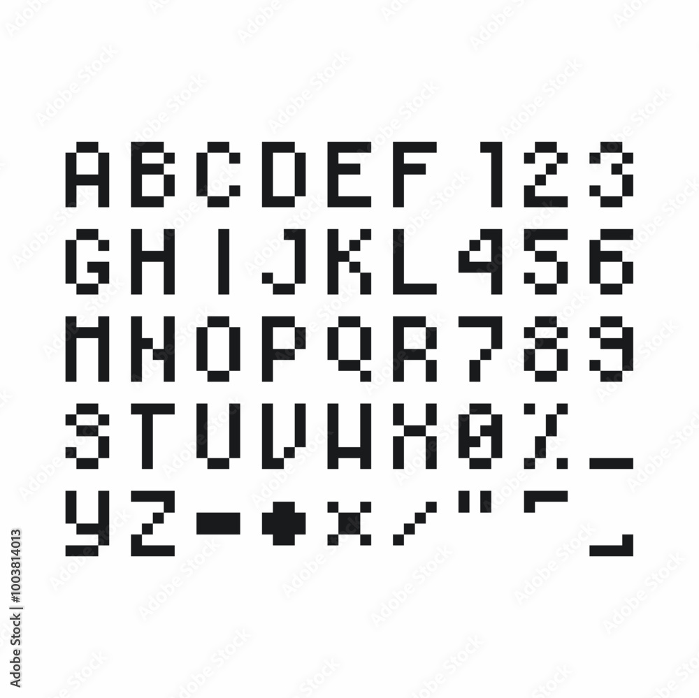Poster tiny 8bit alphabet and number set, black