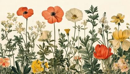 Fototapeta premium seamless background with flowers