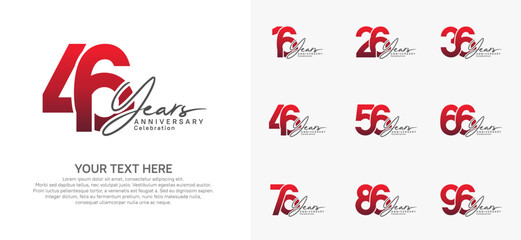 Naklejka premium Anniversary logo set vector design, red and black for celebration event
