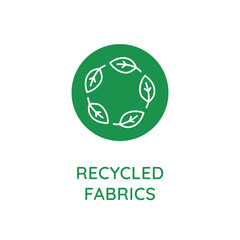 Vector line design element, badge and icon for food and cosmetics packaging in mono linear style - recycled fabrics