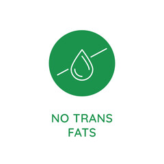 Vector line design element, badge and icon for food and cosmetics packaging in mono linear style - no trans fat