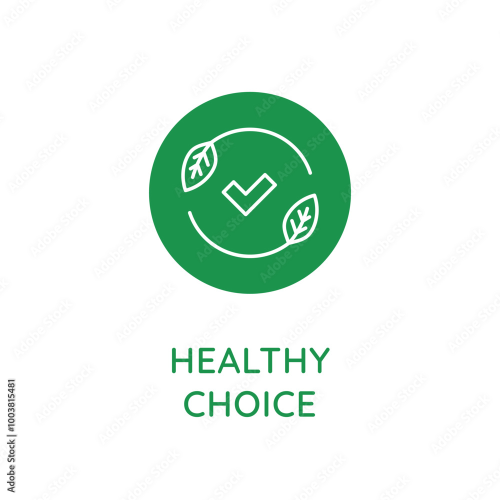 Poster Vector line design element, badge and icon for food and cosmetics packaging in mono linear style - healthy choice