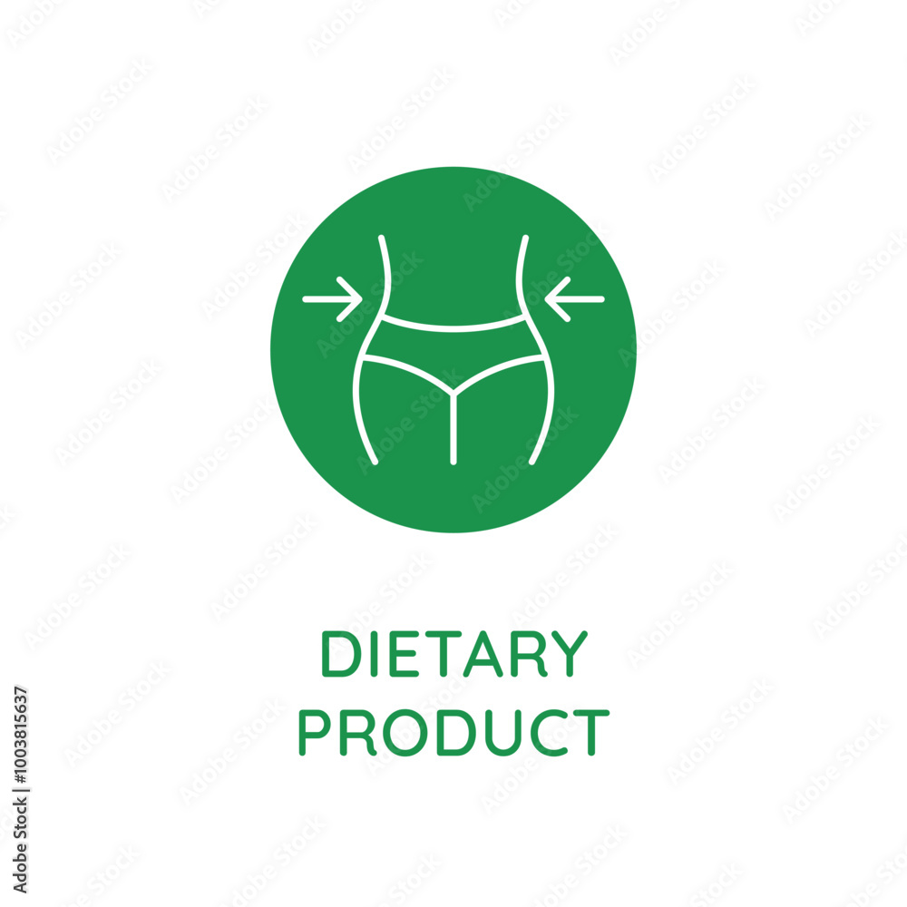 Poster Vector line design element, badge and icon for food and cosmetics packaging in mono linear style - dietary product
