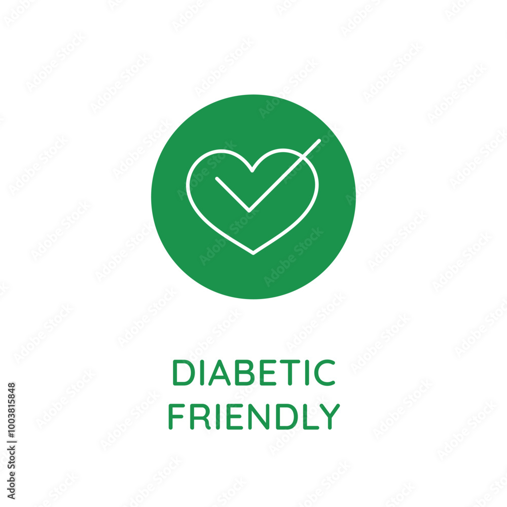 Poster Vector line design element, badge and icon for food and cosmetics packaging in mono linear style - diabetic friendly