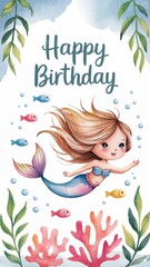 Fairy-Themed Happy Birthday Card with Butterflies and Flowers