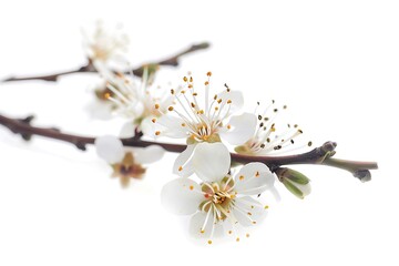 Blackthorn Flower isolated on white background.