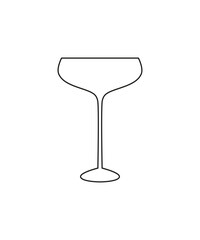 Outline cocktail glass icon. Linear logo, sketch, doodle. Crystal glass, goblet, glassware. Margarita cocktail. Sommelier. Party, celebration time. Contour. 