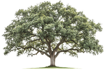 Grand oak tree with sprawling branches isolated ,Isolated on transparent background