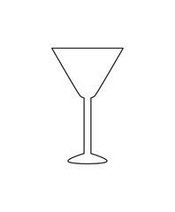 Outline cocktail glass icon. Linear logo, sketch, doodle. Crystal glass, cup, goblet, glassware. Martini cocktail glass. Sommelier. Party, celebration time. Contour. 