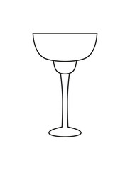 Linear cocktail glass icon. Outline  logo, sketch, doodle. Crystal cup, dessert glass, goblet, glassware. Sommelier. Party, celebration time. Contour. 