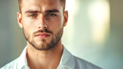 Fototapeta premium Handsome male model posing with neutral expression