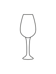 Outline wine glass icon. Linear logo. Crystal cup, glass, goblet, glassware. Alcohol drink, red, white, rose wines. Wine tasting. Sommelier. Party, celebration time. Contour. 