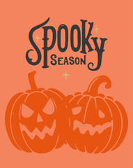 Halloween greeting card with hand drawn vector illustrations.
