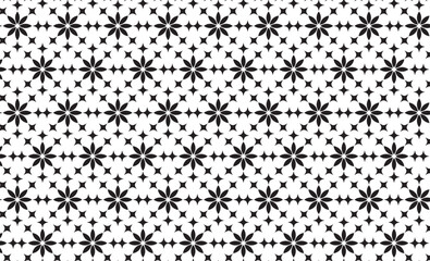 Seamless geometric pattern of black and white floral shapes. Perfect for printing, design and textiles