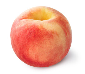 Hakuho pink Peach on white background, Peach premium fruit isolate on white with clipping path.