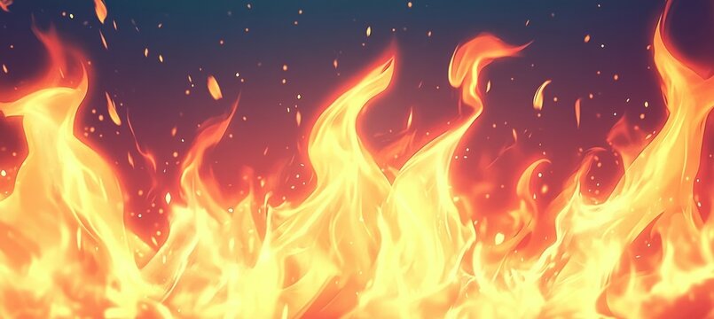 Fire flame burning cartoon style background. Generative AI technology.