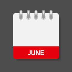 Vector icon calendar month June, empty space