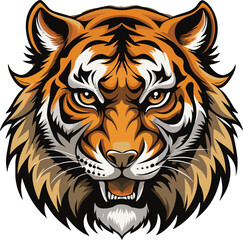 Fierce Gaze Tiger vector art illustration