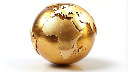 Golden globe Africa side isolated on white Depth of Field, discovery, continent, exploration, isolated, isolated, white background, geography, spherical, focus, white, international