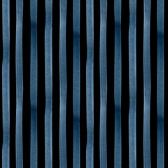 Hand painted watercolor blue indigo striped on black background. Stripe seamless pattern. For...