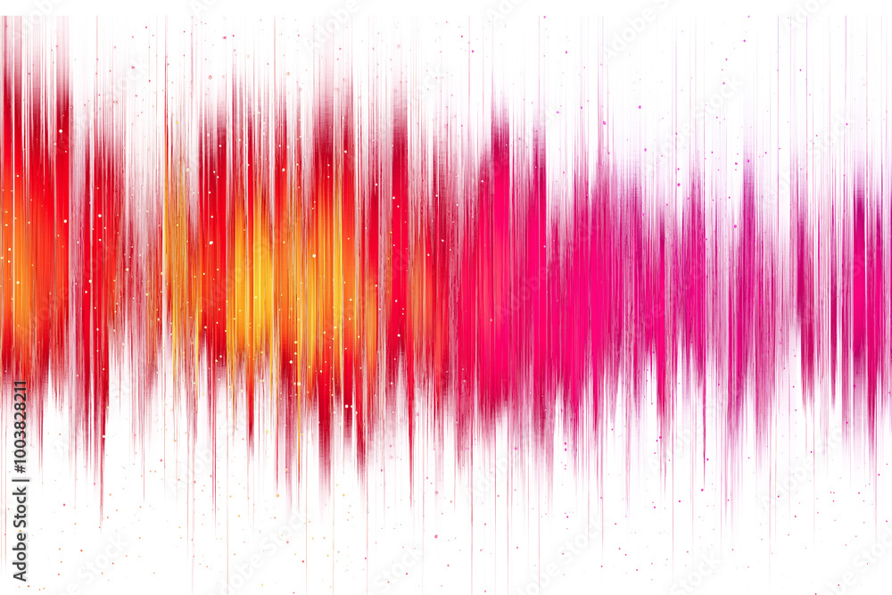 Poster colorful gradient sound wave pattern with sparkling particles on transparent background cut out desi