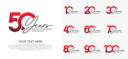Naklejka premium Anniversary logo set vector design, red and black for celebration event