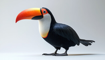 Naklejka premium Colorful toucan, white isolate background