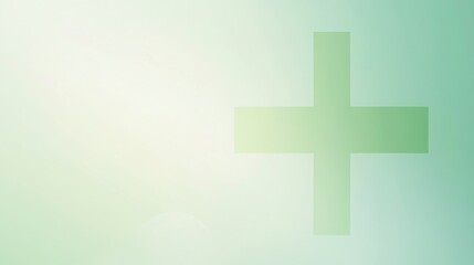 Obraz premium Pale Green Gradient with Faint Medical Cross and Wide Text Area. Suitable for health and wellness sections