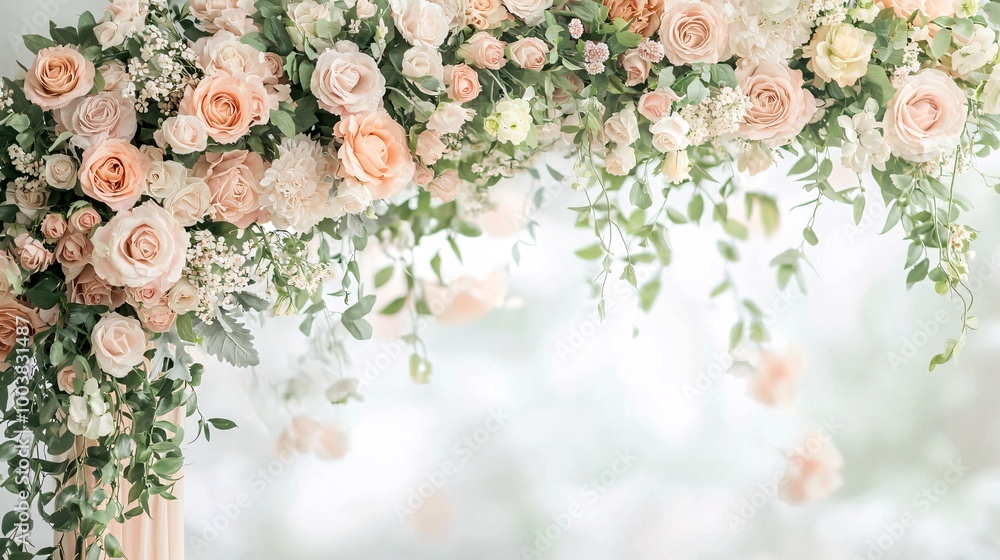 Aufkleber boho-style event decoration arch backdrop with whimsical and creative design elements